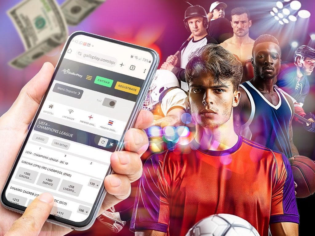 Imagen de una plataforma móvil para apuestas deportivas en Costa Rica, mostrando diferentes opciones y deportes en GalloPlay.